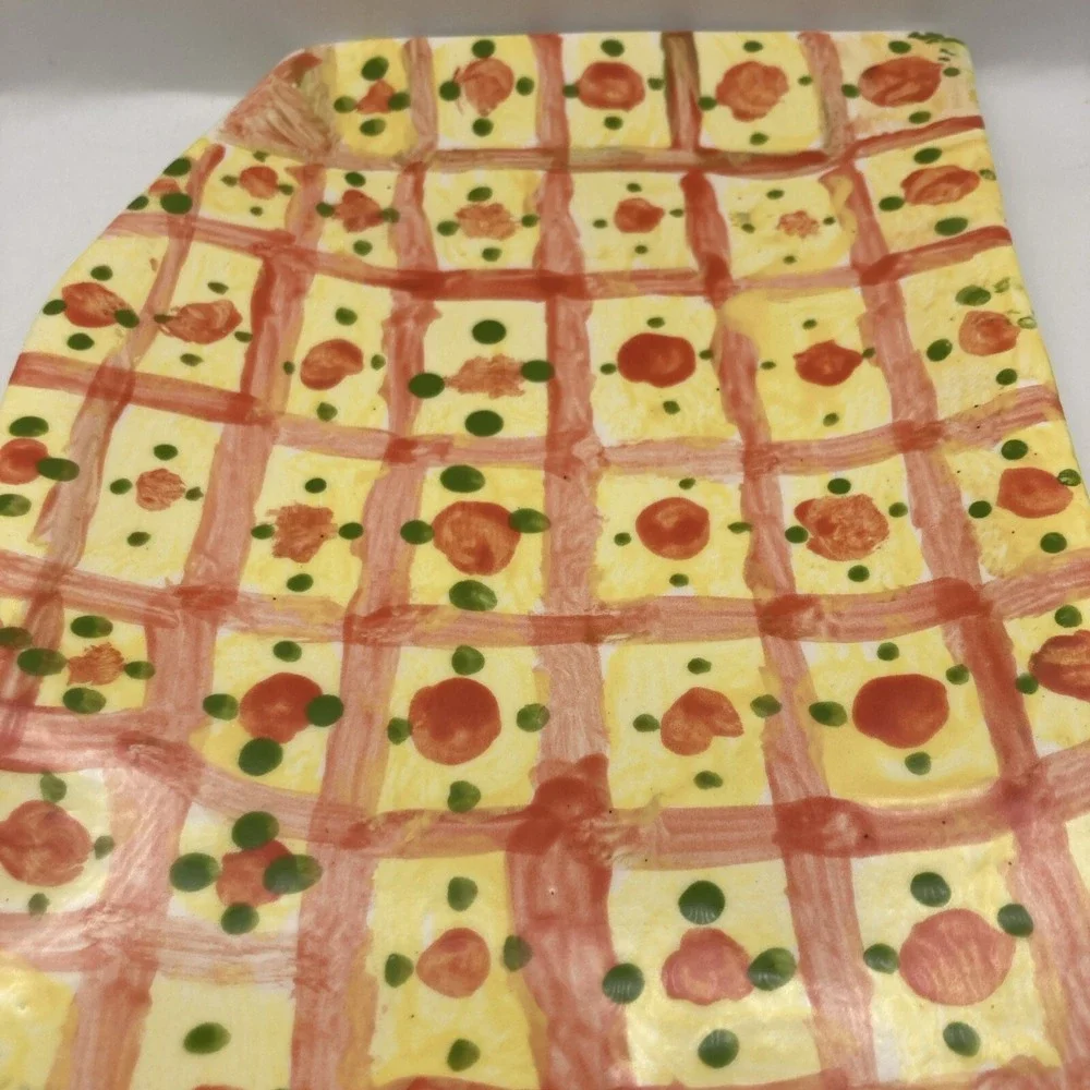 Bright Mississippi Shaped Ceramic Trinket Tray Yellow Orange Flowers